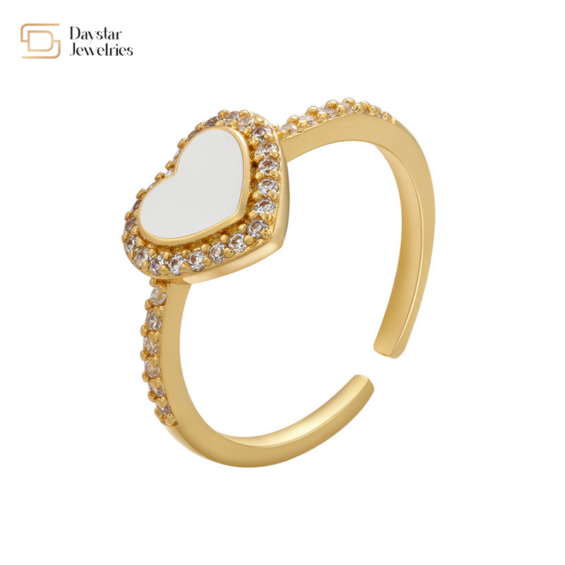 18k Gold Plated Dripping Oil Rings Adjustable Enamel Heart For Women