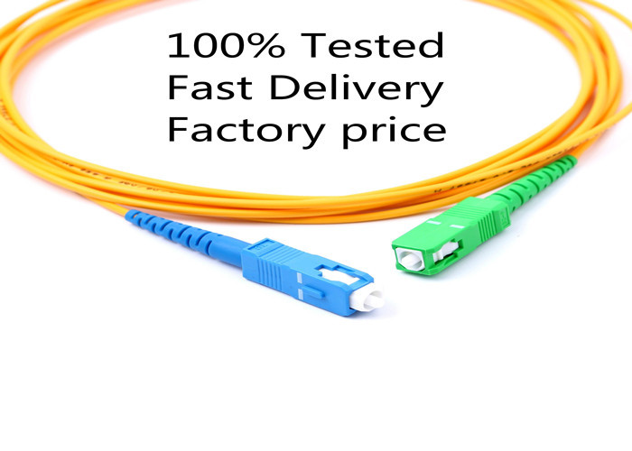 Yellow 3.0mm SC To SC Single Mode Fiber Optic Patch Cord