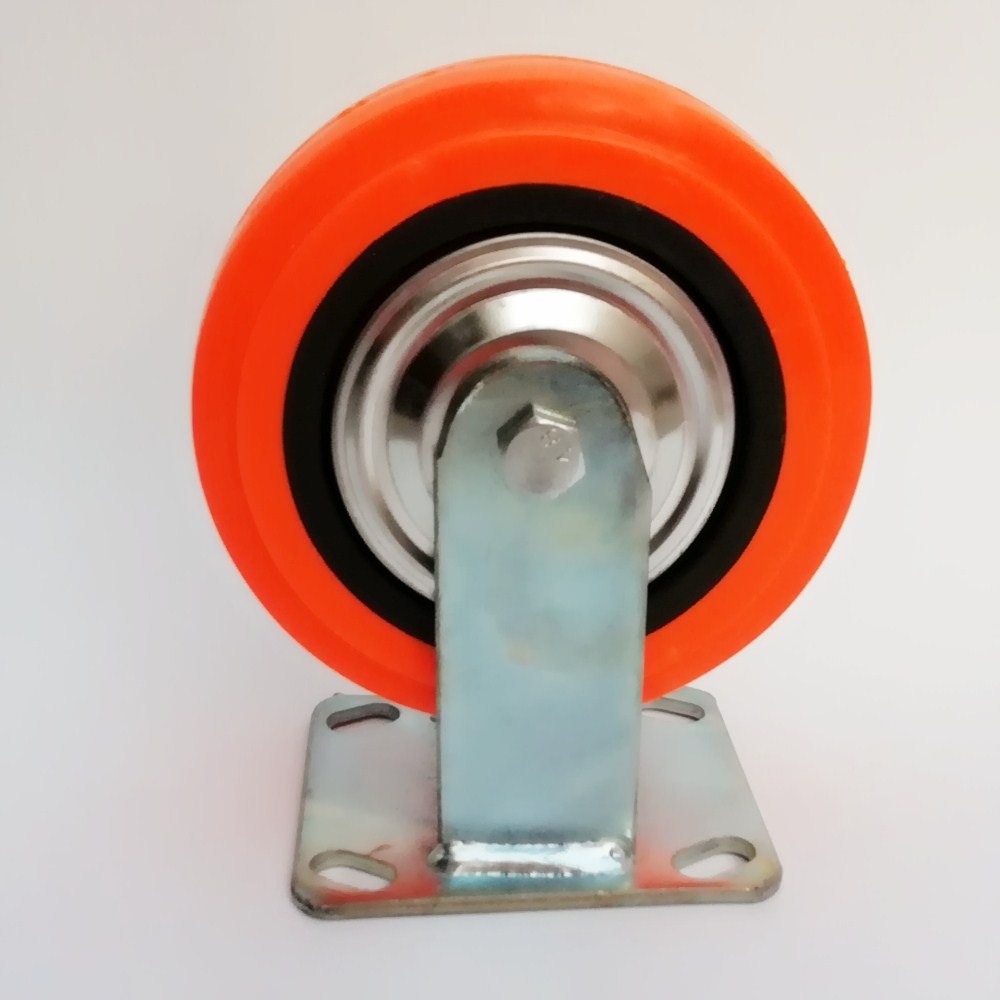 Heavy Duty Orange PU PVC Double Ball Bearing Swivel Caster with Brak