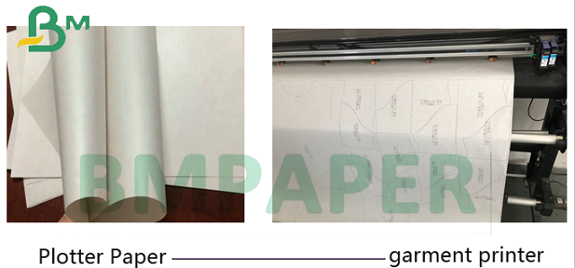 2" Core 72" 86" Roll 45gr 48gr White Plotter Paper For Garments Cutting Patterns