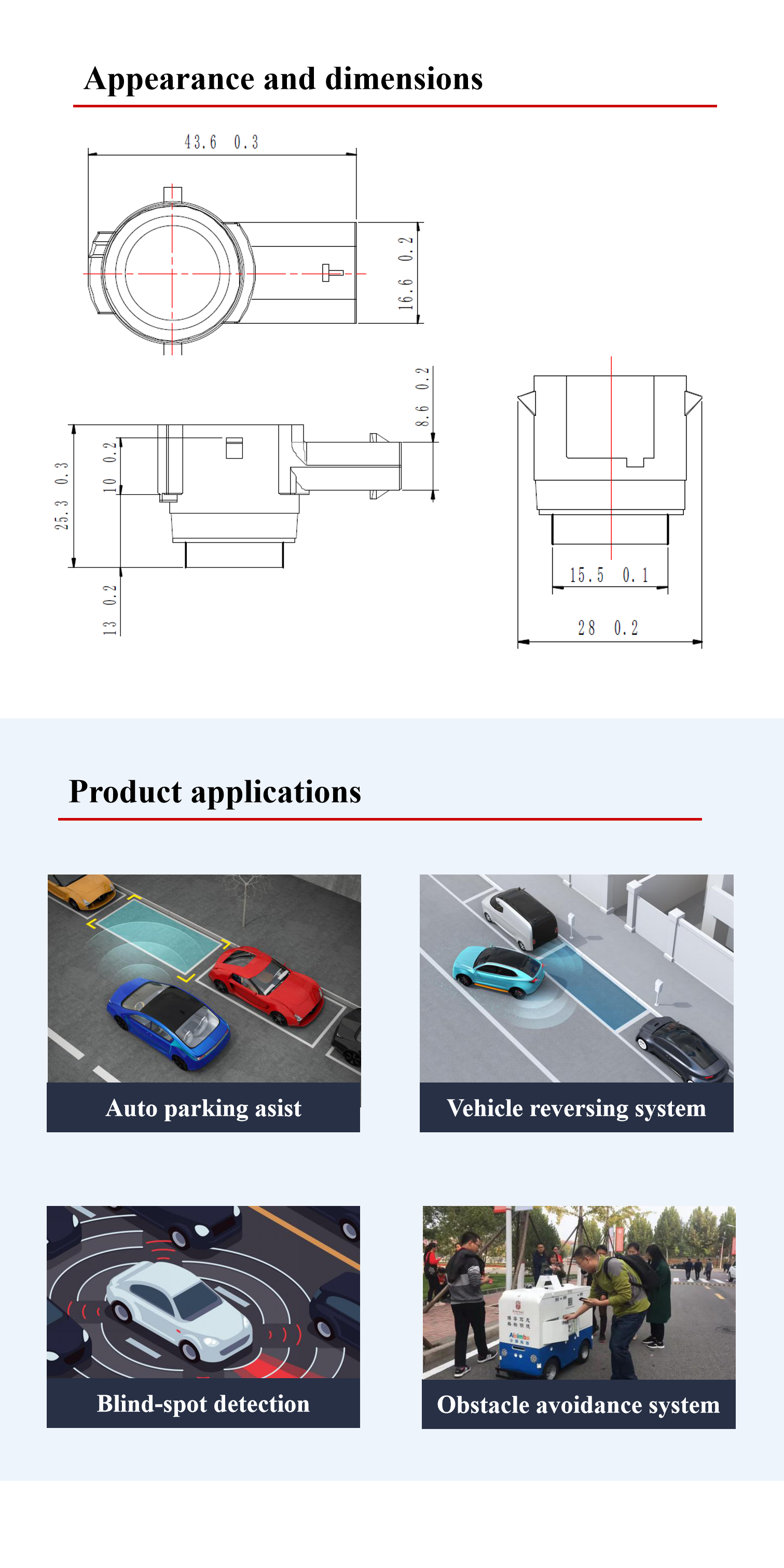 55.5Khz AK2 Ultrasonic Parking Sensor Automotive Park Distance Control Sensor
