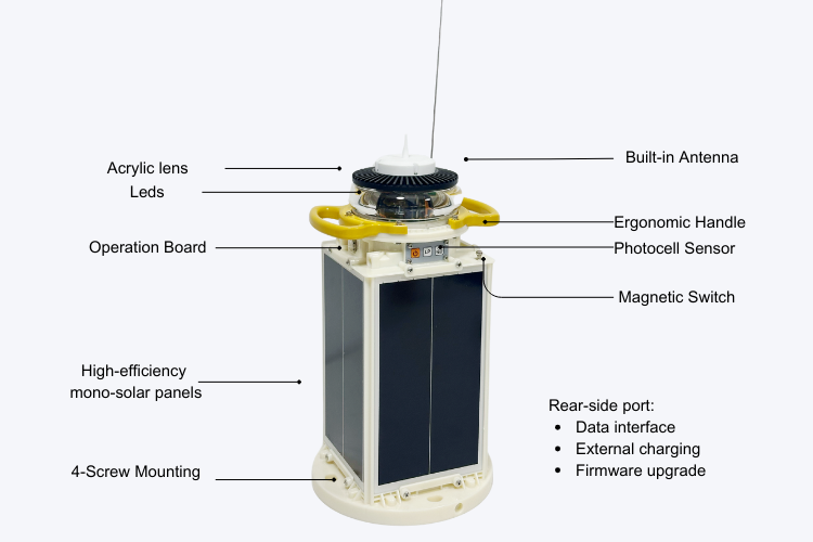 AIS AtoN-compatible solar navigation light – waterproof and off-grid for buoys and beacons
