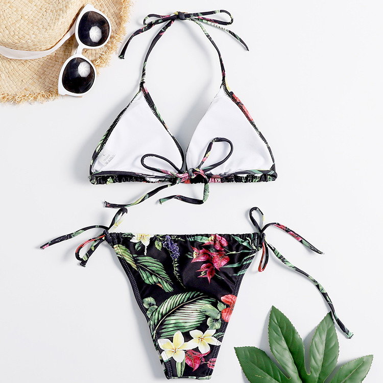 Tiered Layer Tie a Knot Front Top With Low waist Bikini swimsuit high cut