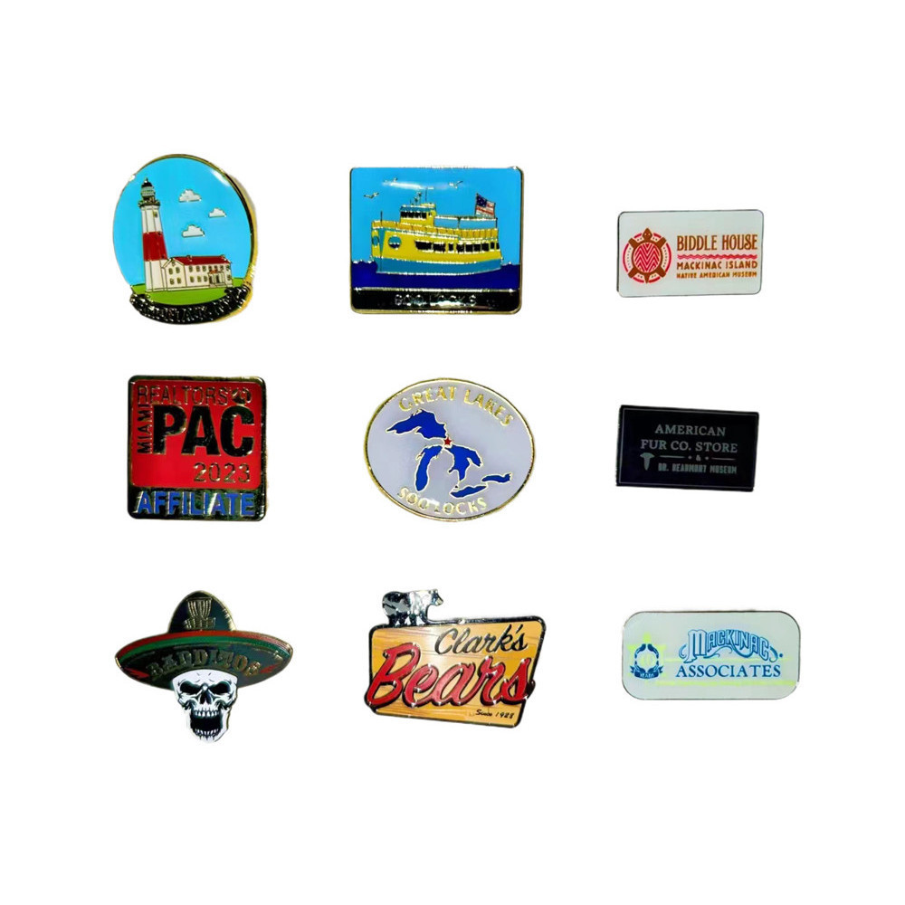 custom metal crafts wholesale anime logo glitter pins badge metal lapel soft hard enamel pins