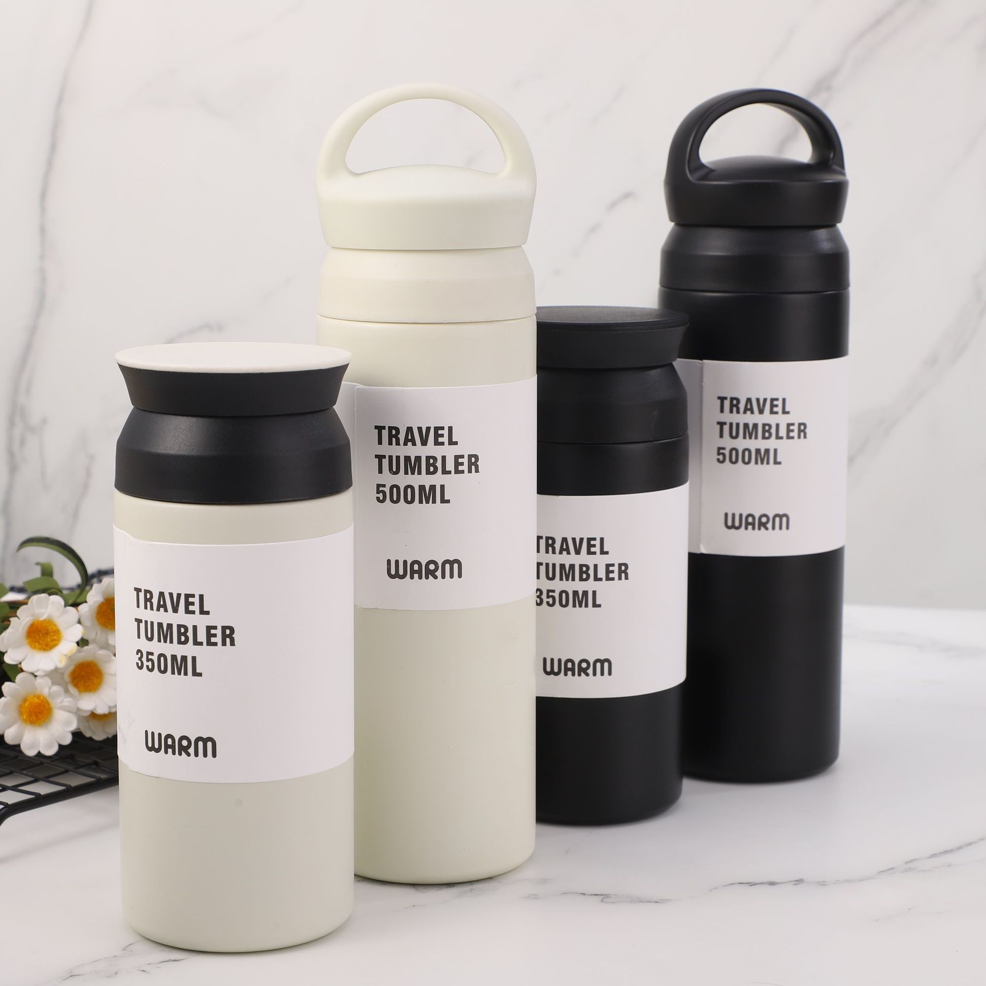 Japanese Style Travel Tumbler Vacuum Insulated Thermos Blue 450 ML 15.2 Oz Medium