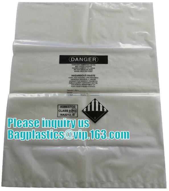 PE packing bag for Asbestos fibers, large size thicker LDPE asbestos remove bags, Large Asbestos Waste Removal Bags, pac
