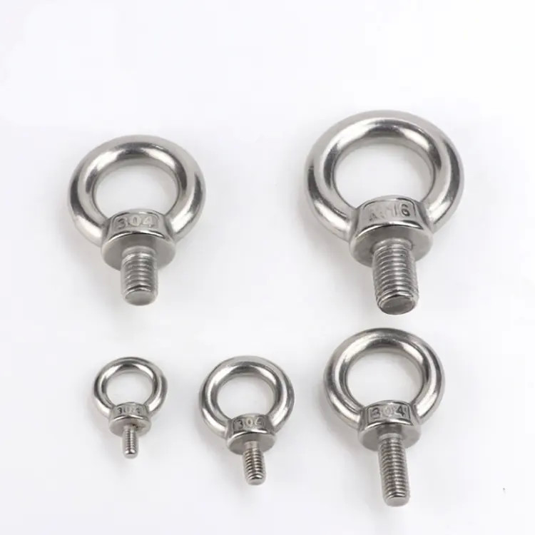 Round Head Eye Bolts Din580 Stainless Steel AISI 304 / 316 M6 M8 M10 Lifting Eye Bolt