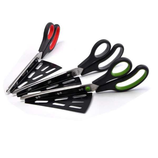 FDA PP Small Kitchen Tools , Pizza Cutter Scissors With Detachable Spatula