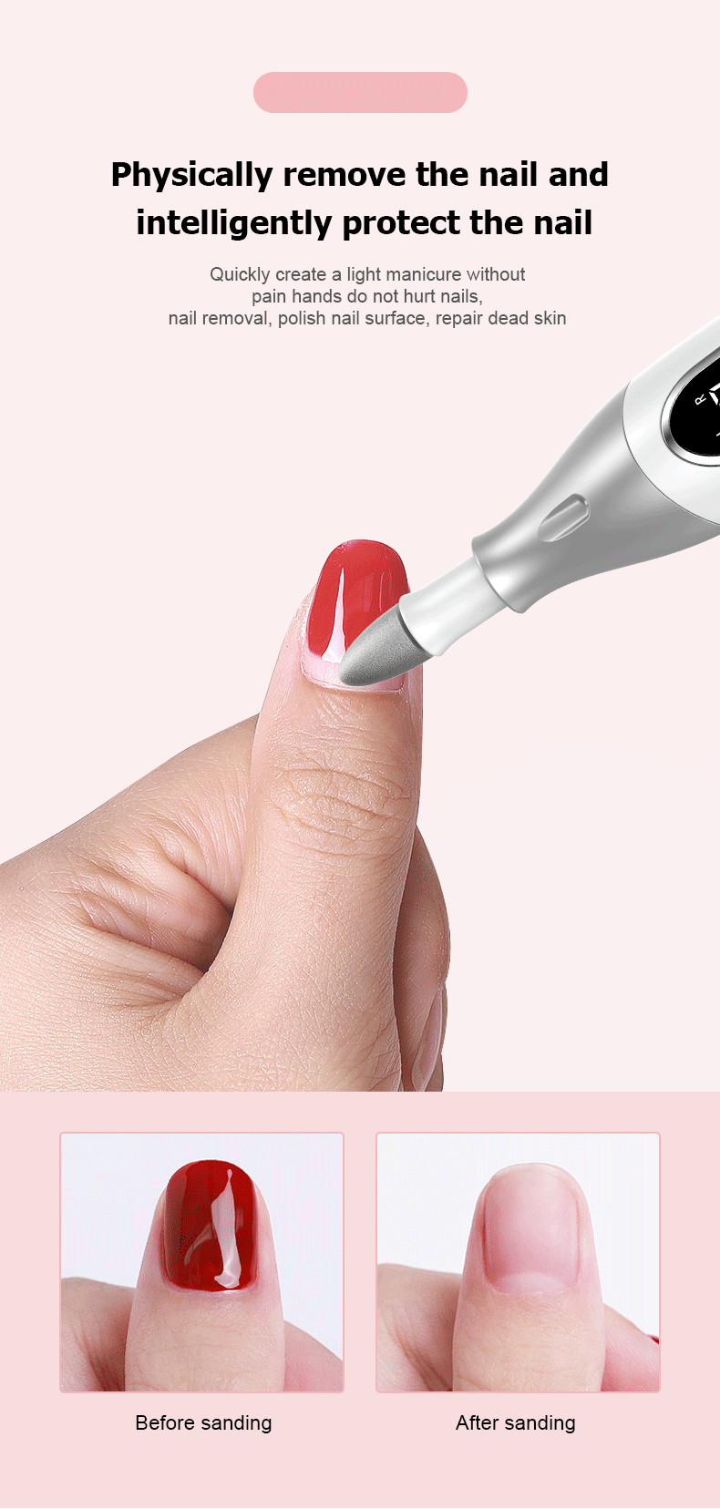 Portable Nail Grinder Machine USB Charging Pedicure Nail File Set Electric Nail Drill