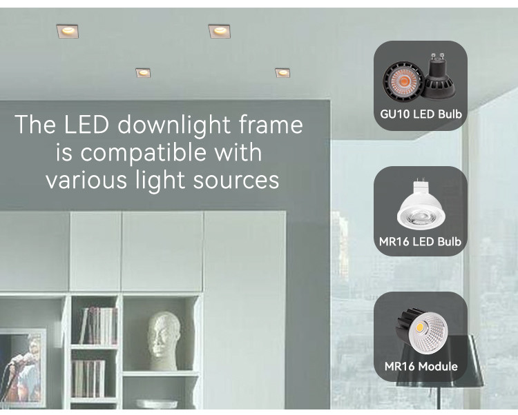 Modern Down Light Housing Square Anti Glare LED Recessed Light Housing