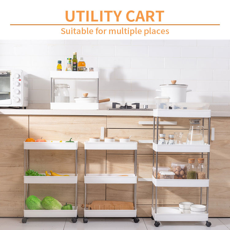 Flexible Narrow Wire Rolling Carts With Fixed Wheels For Tableware Storage Portable