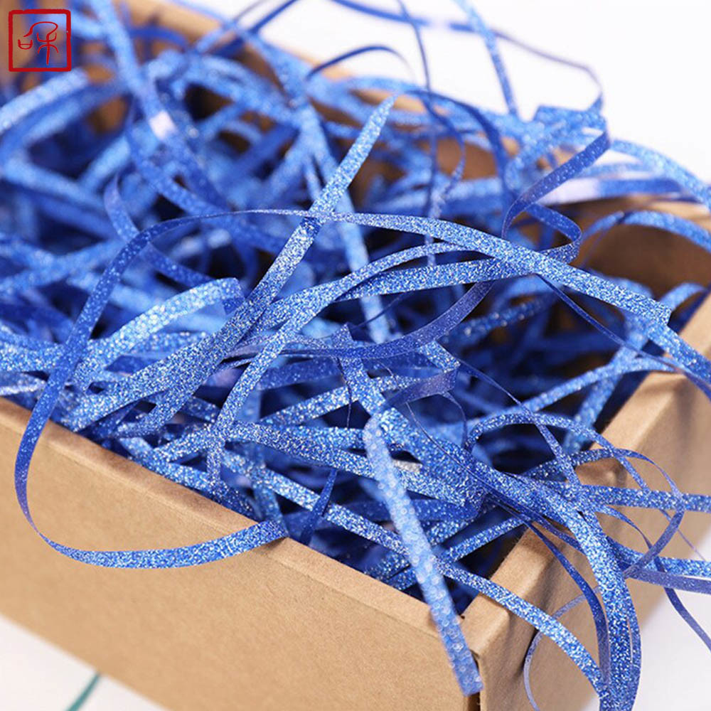 80gram Blue Glitter Strip Crinkle Cut Paper Shred Filler Shredded Paper