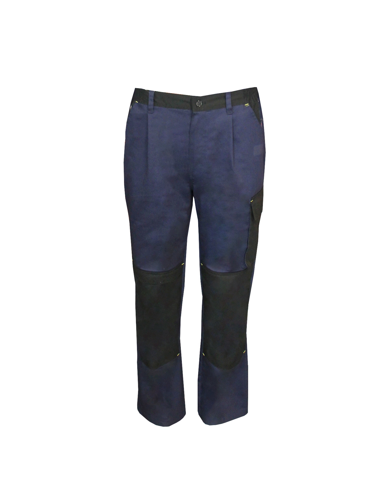 340 GSM 100% Cotton Black Contrast Navy Work Pants With Bellow Pockets Zipper Velcros