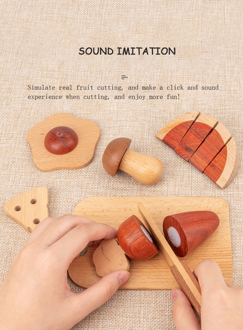 Natural 5.5cm Wooden Fruits And Vegetables Role Play Food Set
