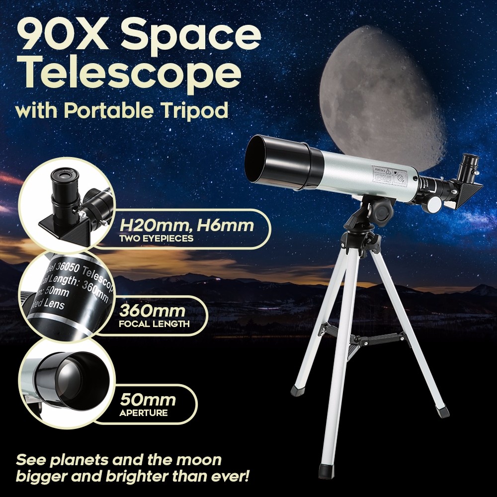 Refractor Aluminum Astronomical Telescope , 360 X 50mm Astronomy Monocular