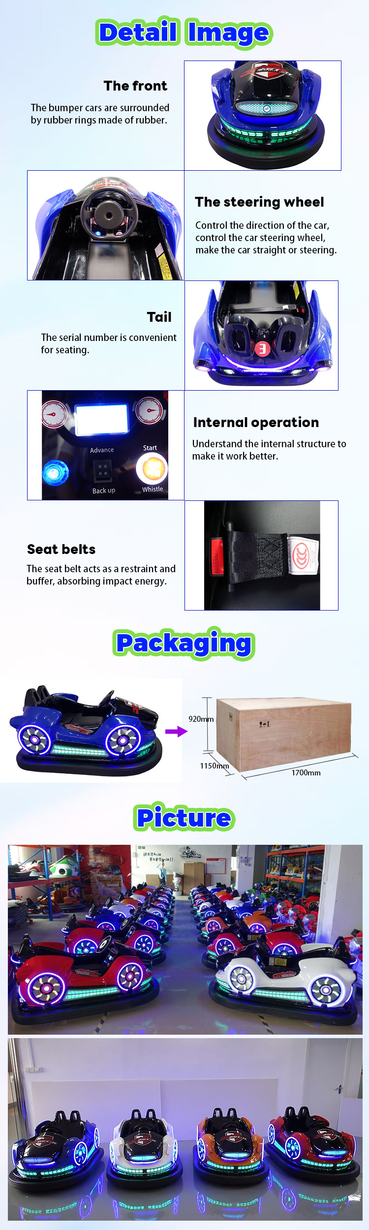 High Quality Kids Bumper Cars Electric Operated 48v Battery Operated Amusement Park Facilities Bumper Car