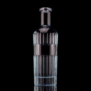 Buy cheap Pretty Light Blue 750ml 75cl Vertical Stripes Vodka Bottle With Lid Made of Clear Glass product