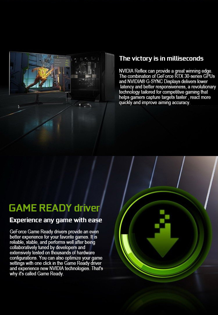 128bit Computer Game Graphics Card GEFORCE RTX 3050 8GB GDDR6 8pin Interface