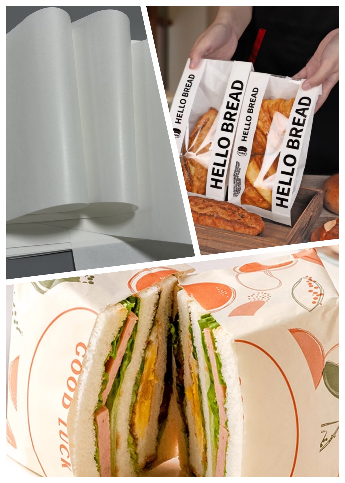 11 x 14" 45g 50g Coated 1 side MG White Kraft Paper For Bread Package 