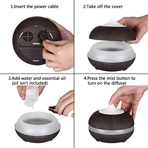 Whisper - Quiet 300ml Wood Grain Ultrasonic Cool Mist Humidifier