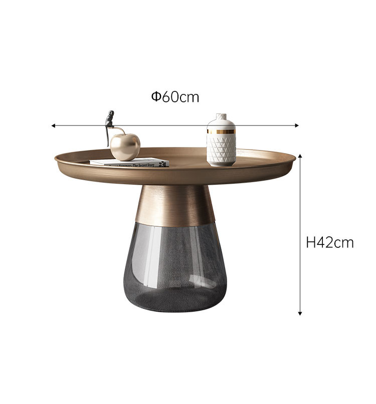 Brushed Brass Stainless Steel Top Bell Side Table Nordic Round