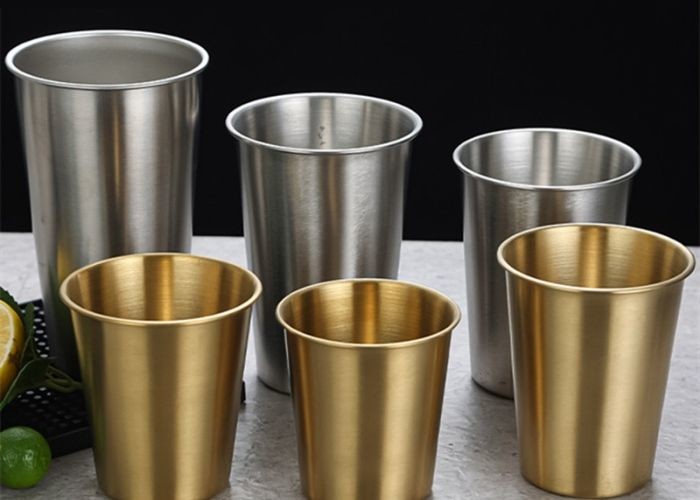 Golden 304 Stainless Steel Cup 8.2/9.3cm SGS/ISO9005 Certification