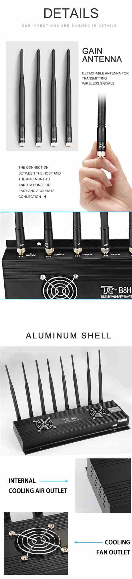 8 Channel Signal Jamming Device , Anti GPS Tracking Cell Phone Blocker OEM / ODM Service