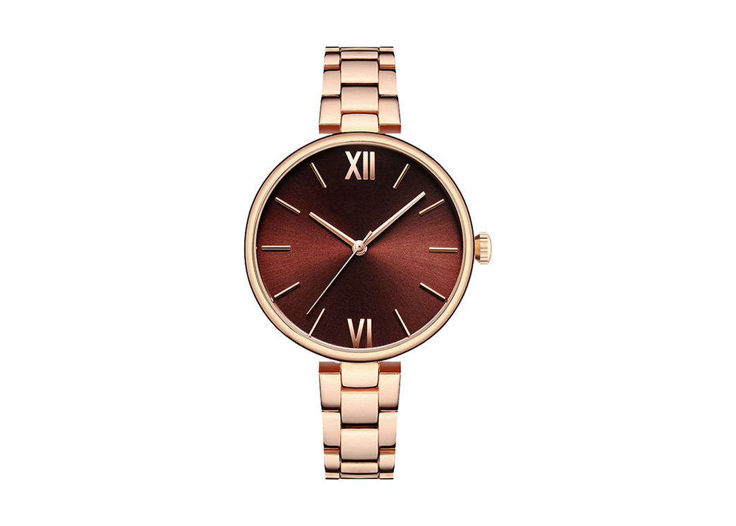 Water Resistant Women'S Stainless Steel Watch , Swirl Mark Dial Metal Strap Watches For Ladies