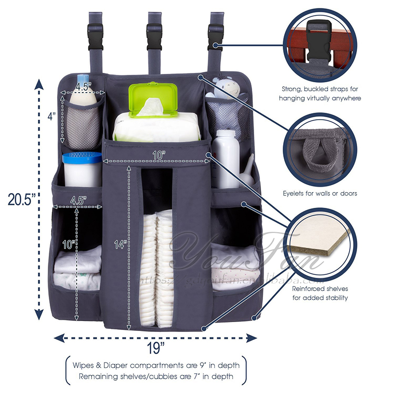 Wall Hanging Diaper Organizer , Strong Baby Diaper Storage Caddy