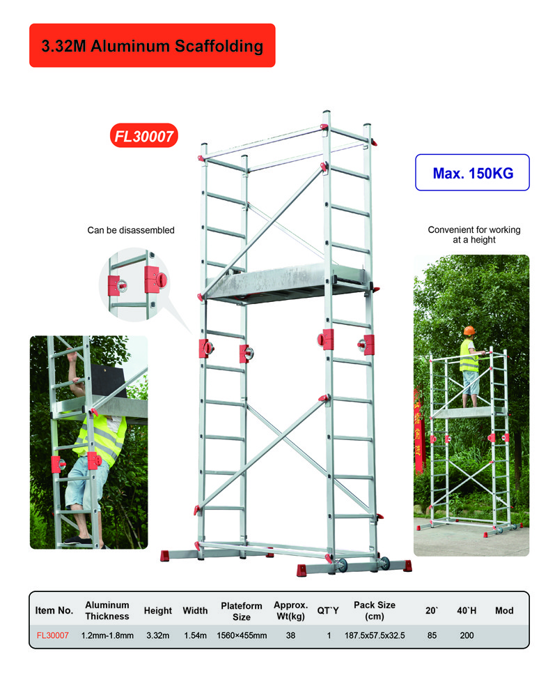 3.32M Lightweight Folding Scaffold Tower 2x6 For Outdoor Industrial Work