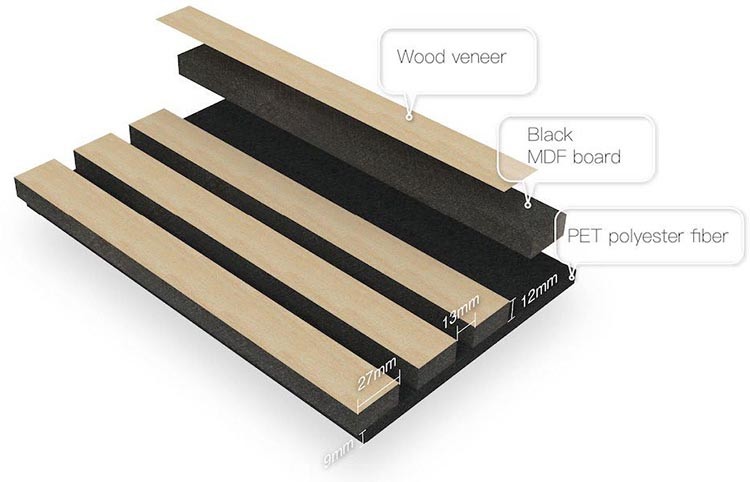 100% Polyester+MDF With Veneer Acoustic Board Square Shape Soundproofing