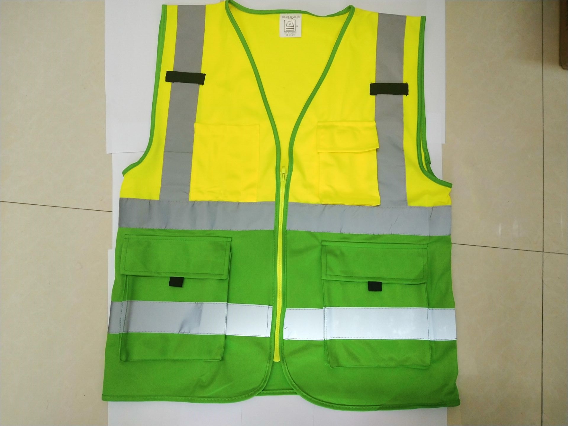 Four Pocket High Visibility Vest Double Color Tear Away Safety Vest