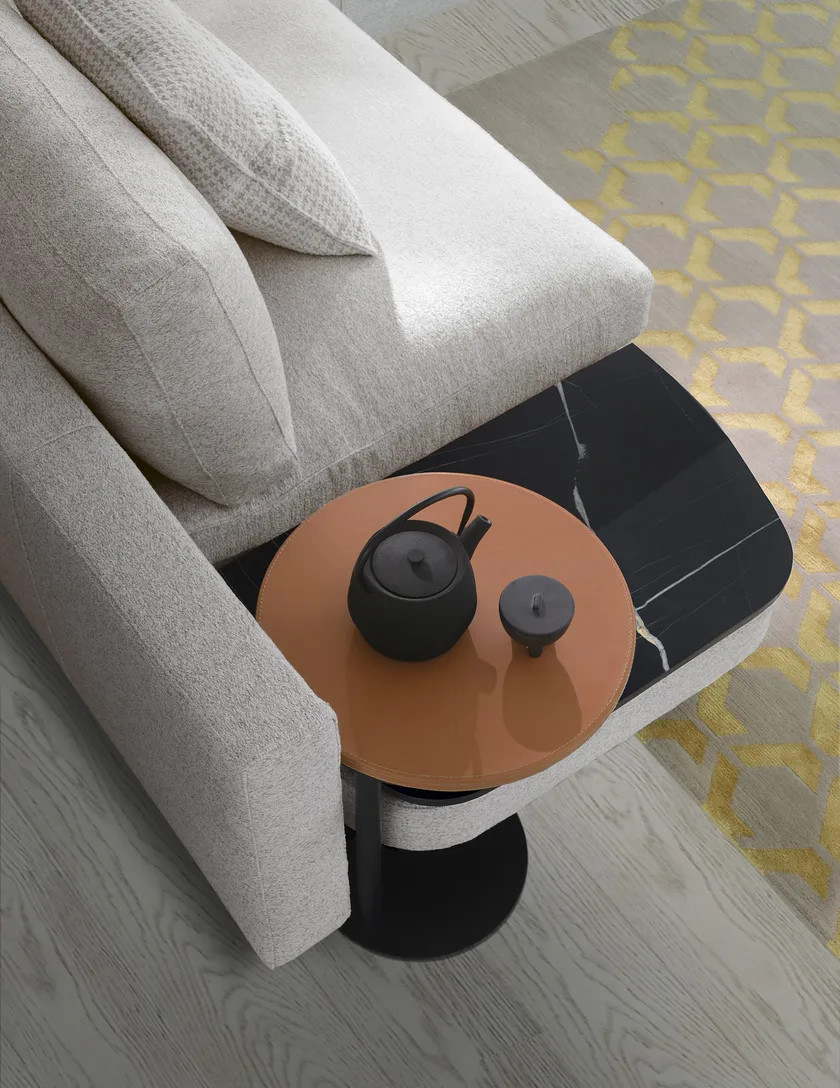Flexible C Table Sofa Chair White Marble Finish Iron Base Side Table