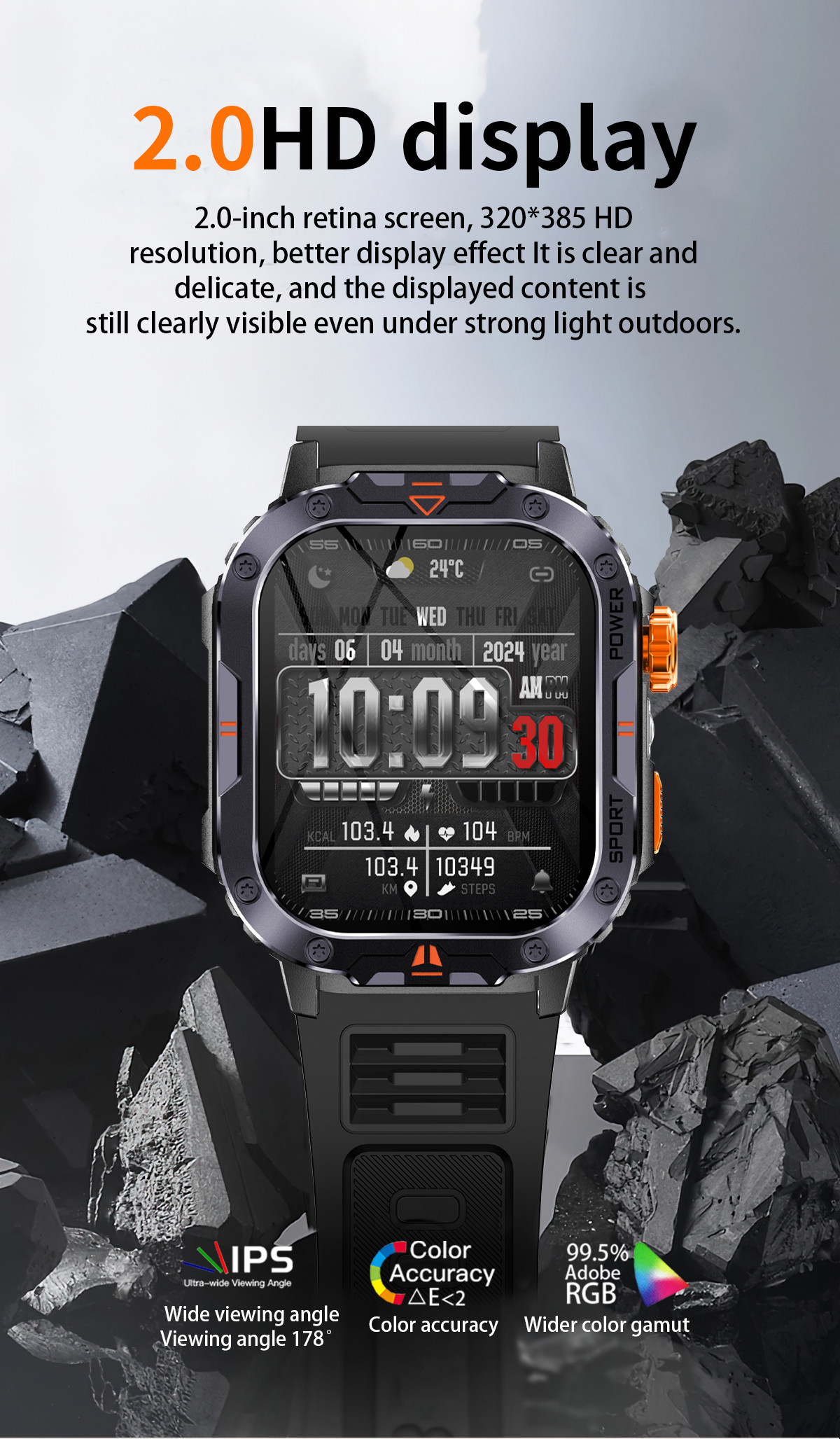 Sports Rugged Outdoor Smart Watch 4g Android 2.0inch BT Calling