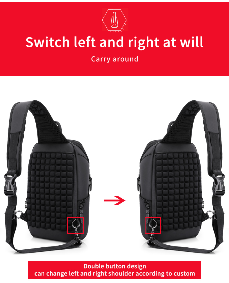 High quality custom logo men's fashion waterproof business sling bag shoulder bag chest bag