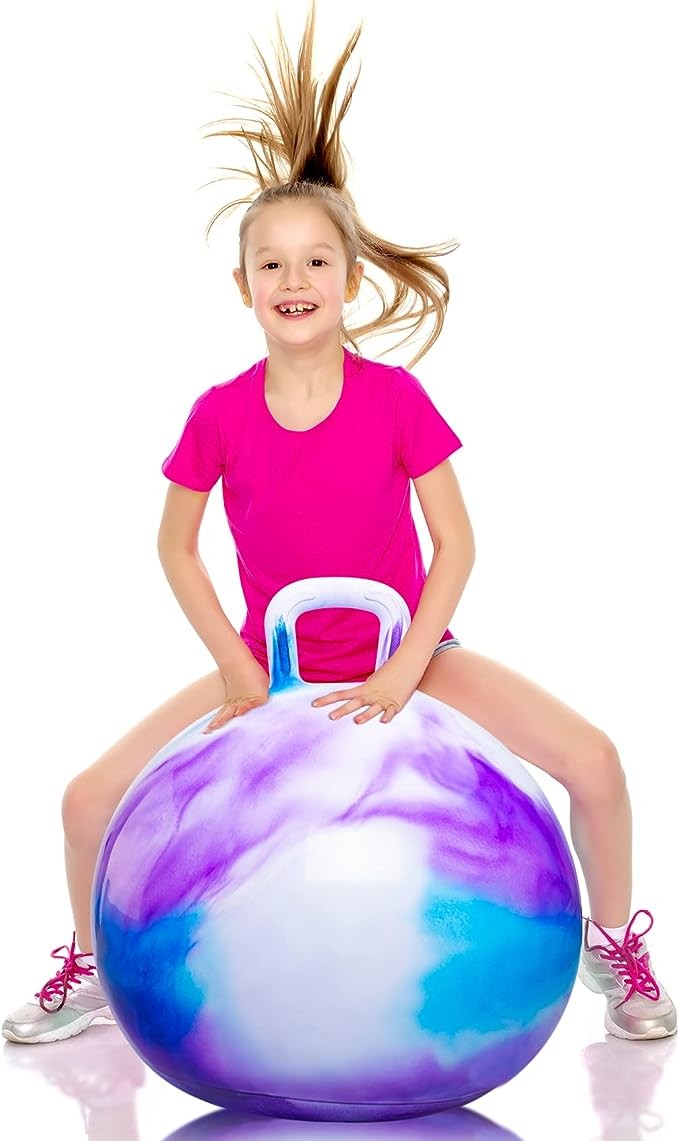 Space Hopper Ball With Air Pump: 22in/55cm Diameter For Ages 10-12 Hop Ball Kangaroo Bouncer Hoppity Hop Jumping Ball