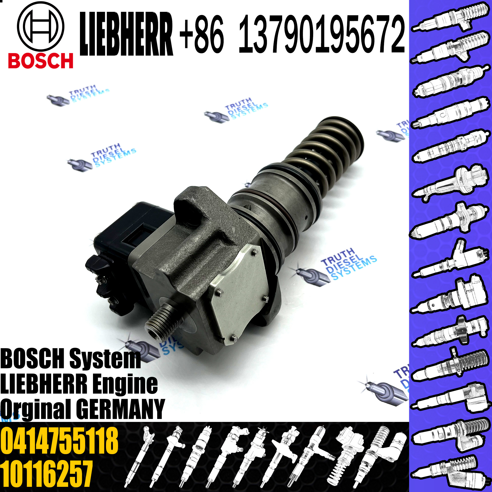 BOSCH injetor 0414755118 0414755018 10116257 Diesel fuel Unit pump assembly 0414755118 10116257 for LIEBHERR engine