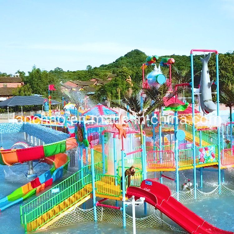 Hot Water Park Middle-Sized Fiberglass Water Playground with Kids Slide