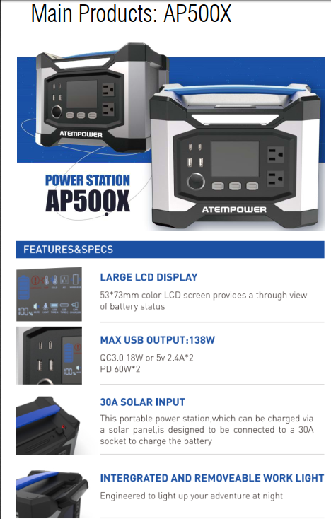 1500w Portable Solar Electric Generator Ac 220v Dc 12v 5v Usb Emergency Power Backup Generator