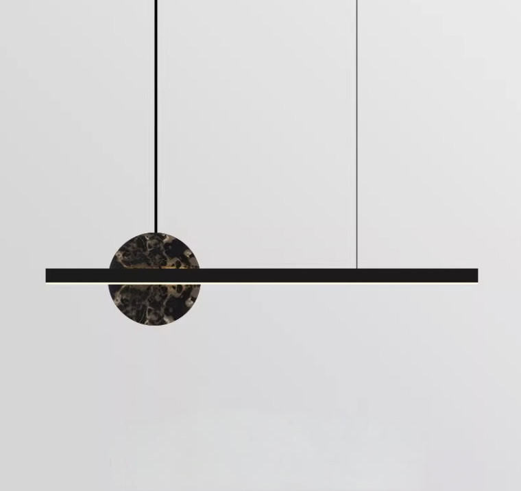 Italian style copper restaurant chandelier marble minimalist luxury dining table lamp modern minimalist designer bar long strip lamp