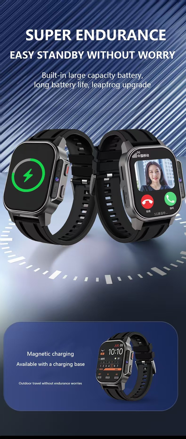 B22 Heart Rate And Oxygen Monitor Watch 2.13 inch HD Camera Smart Watch Video Call