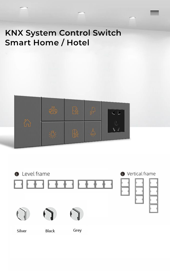 Metal Switch Panel KNX Wall Switch Gold / Black / Grey Color UK Standard