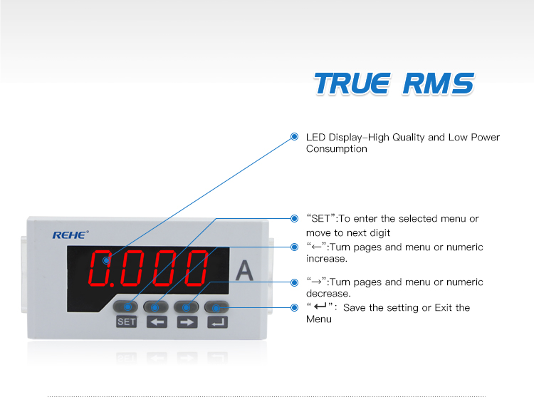 New single phase AC/DC Ammeter with 48*96mm