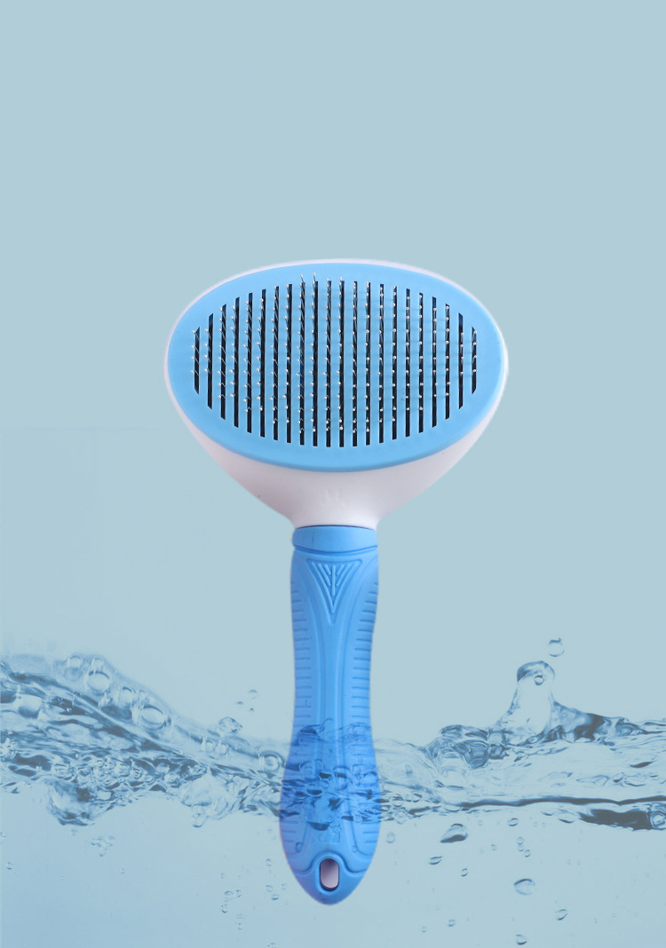 Pet Hair Remover Comb Gray Dog Grooming Brush Self Cleaning Slicker Portable Custom Logo