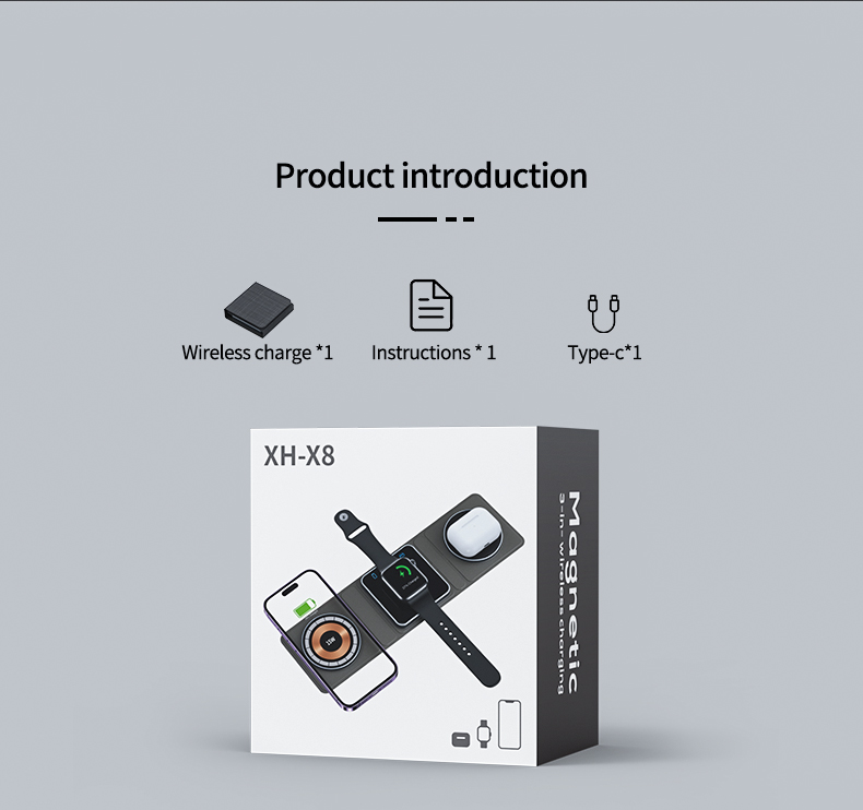 Portable 3 in 1 Wireless Charger Foldable Design for Phone Watch and Earphone 15W Fast Charging