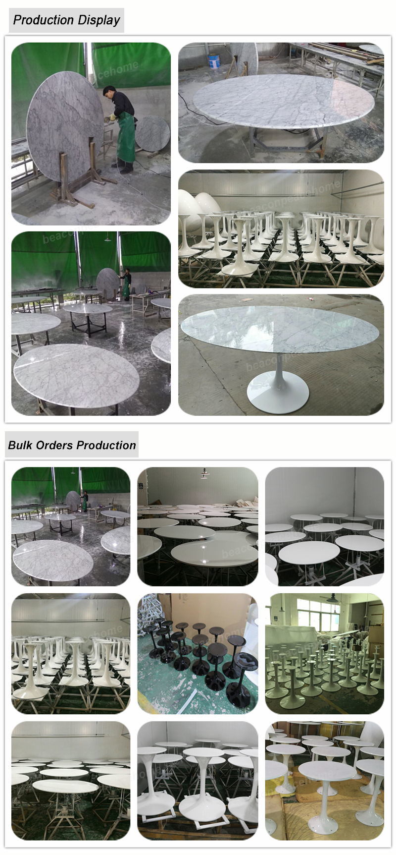 White Marble Top Dining Table with Metal Base for Living Room