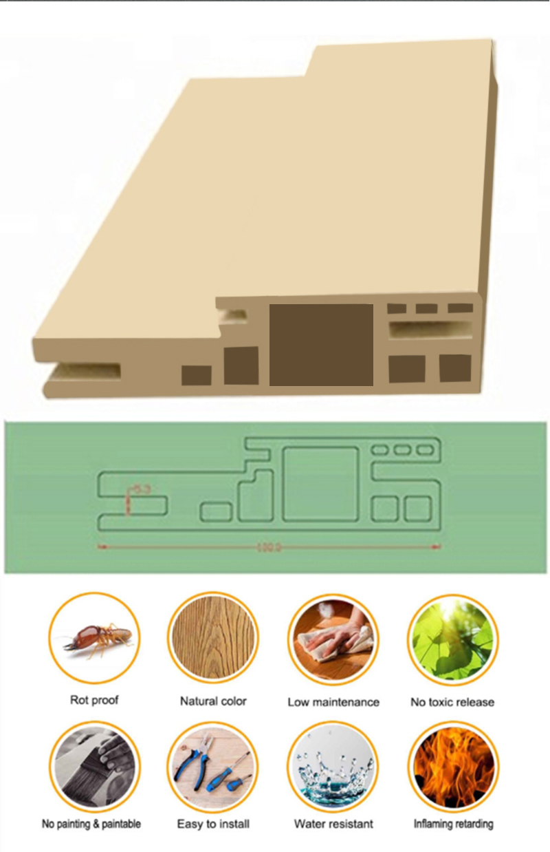 Haixing PVC Foam Wood Texture Emboss Plastic Window Door Frame Ideal for Scenic Spots
