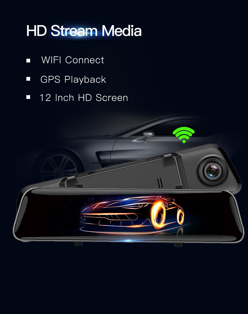 12 Inch LUPA 4K Android Dash Cam 1080P HD Rear View Mirror Recorder