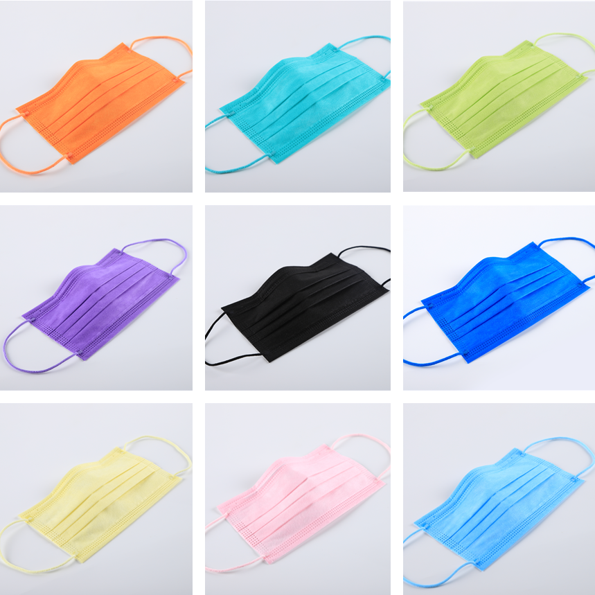 S&J EN14683 High saturation disposable blue colorful 4 ply Ear-loop plate medical surgical Face Mask
