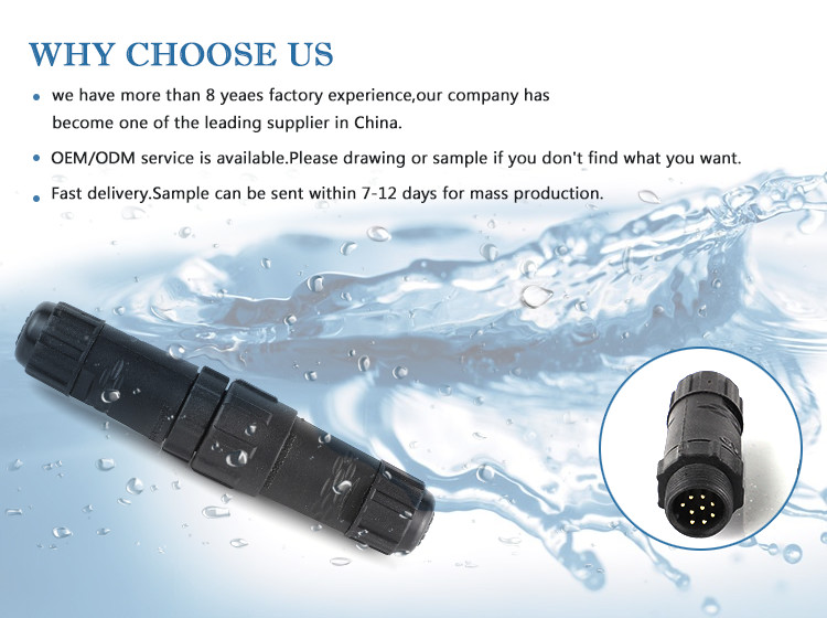 ip68 LED Display Nylon M14 Waterproof Circular assembled Connector